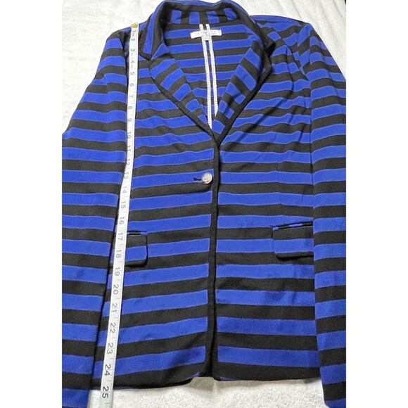 Ellen Tracy Women's Striped Blazer Jacket L Blue & Black - Picture 2 of 3
